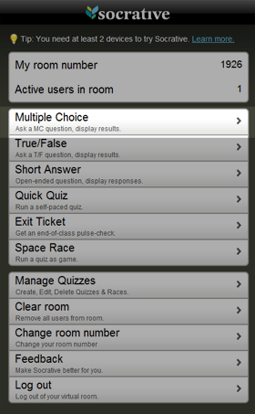 Socrative screen